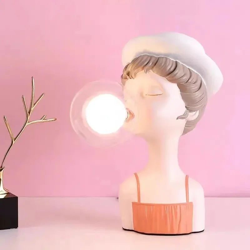 DUŃSKA LAMPA STOŁOWA „DZIEWCZYNKA Z BĄBELKAMI”