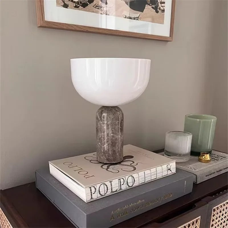 DUŃSKA LAMPA STOŁOWA „GRZYB” MARMUROWY DESIGN