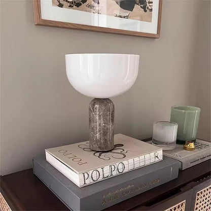 DUŃSKA LAMPA STOŁOWA „GRZYB” MARMUROWY DESIGN