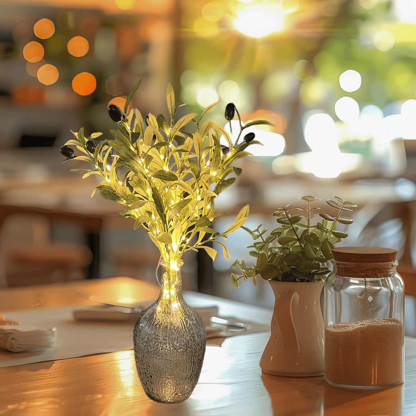 DEKORACYJNA LAMPA LED – DRZEWKO OLIWNE NA BATERIE Z EFEKTEM ŚWIETLNYM
